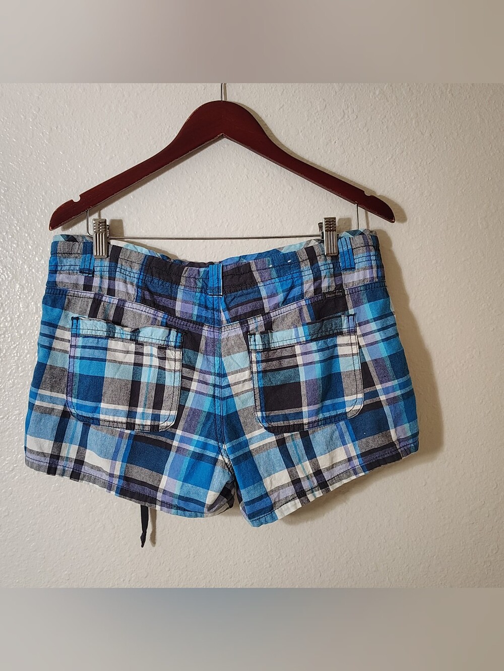 Blue Plaid 100% Cotton Shorts - Picture 4 of 8